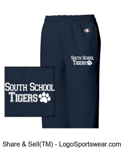 Youth South School Tigers Navy Fleece Pants Design Zoom